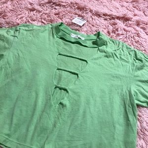 Urban Outfitters Truly Madly Deeply green crop tee